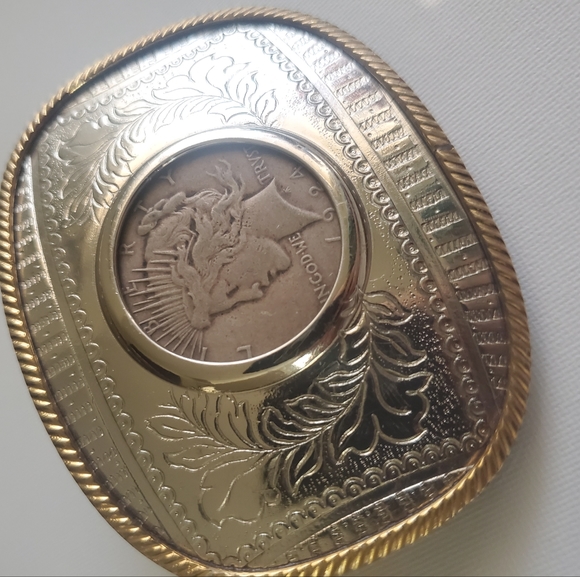 Vintage GERMAN SILVER Engraved Belt Buckle - Picture 5 of 11